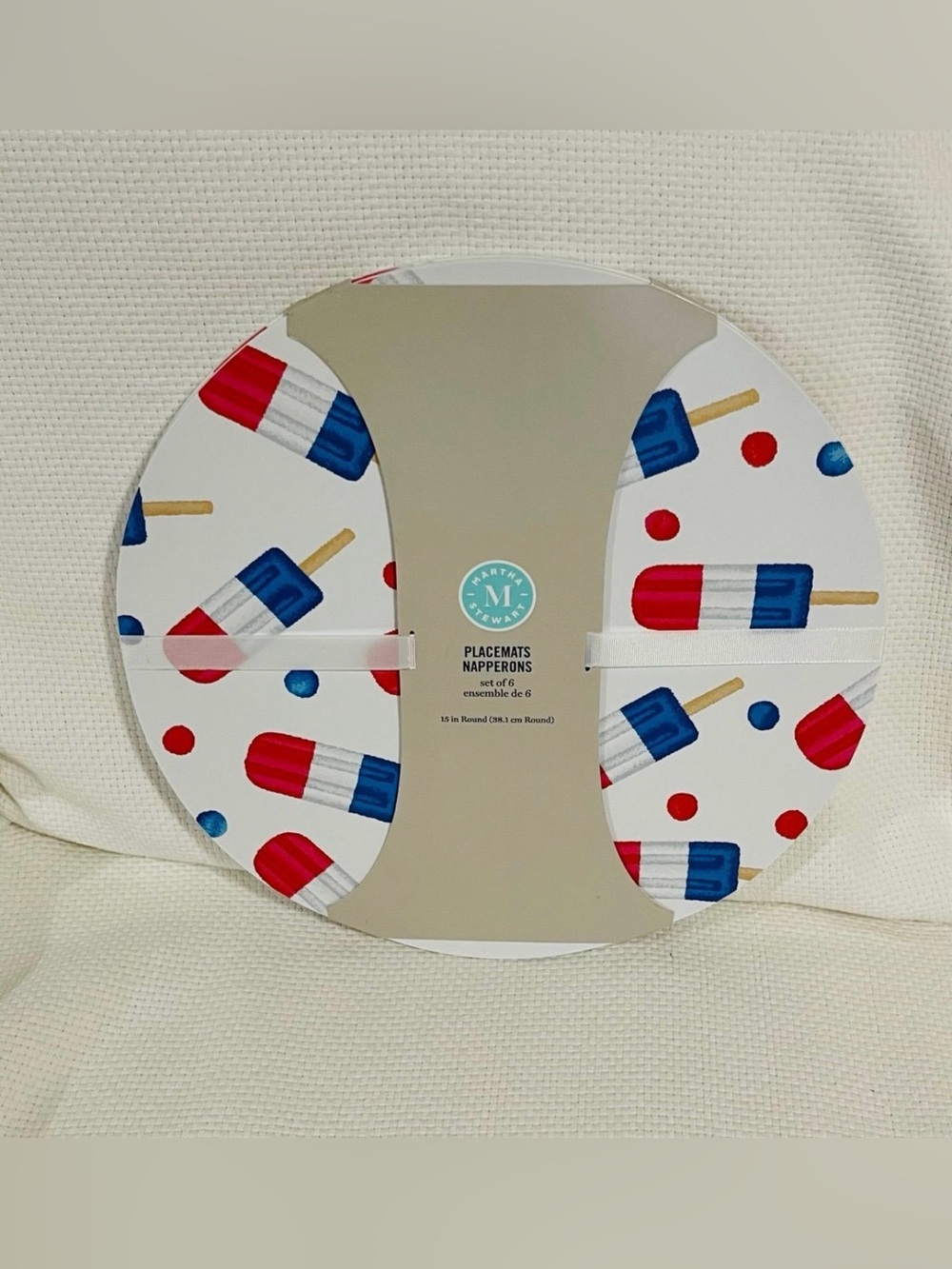 Martha Stewart Patriotic Placemats Rocket Ice Pop Stripesicle Set of 6